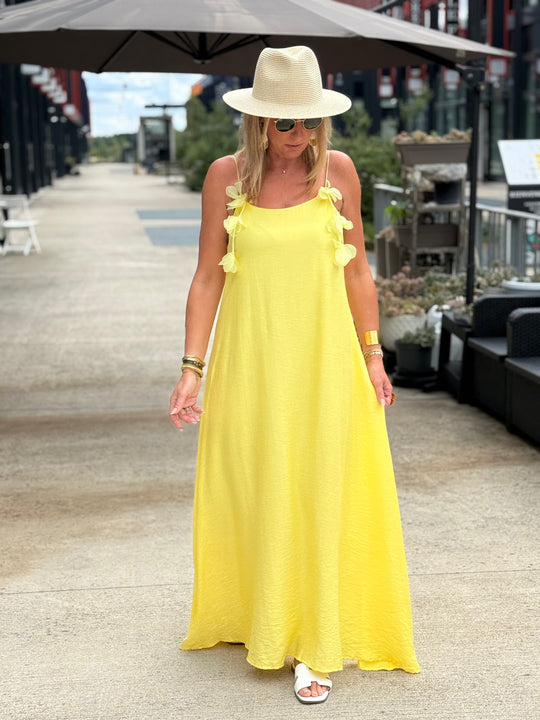 Robe longue Fleurs Jaune 13671