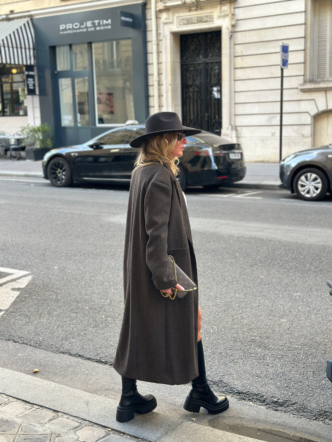 Manteau laine rayure choco 30189
