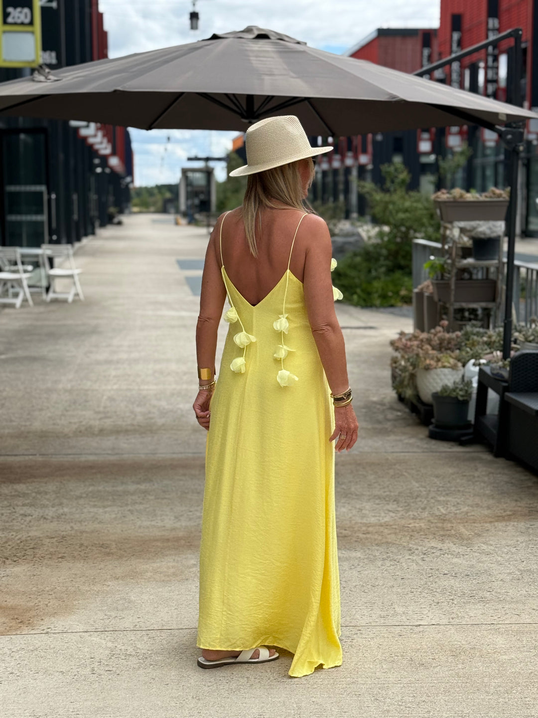 Robe longue Fleurs Jaune 13671