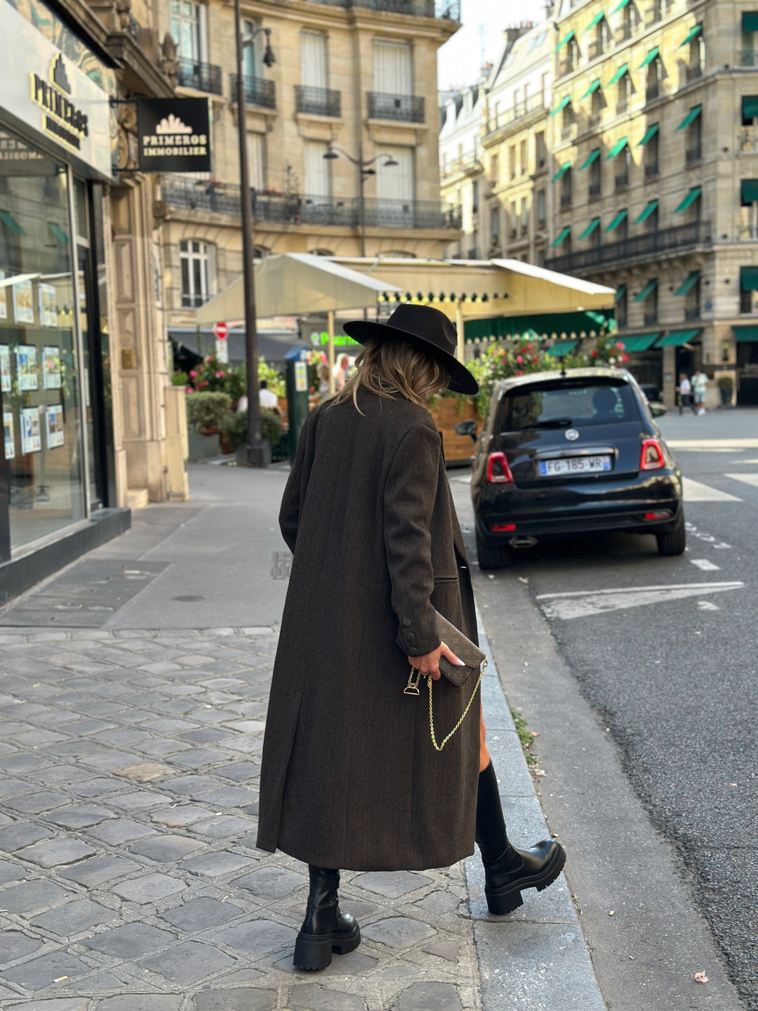 Manteau laine rayure choco 30189