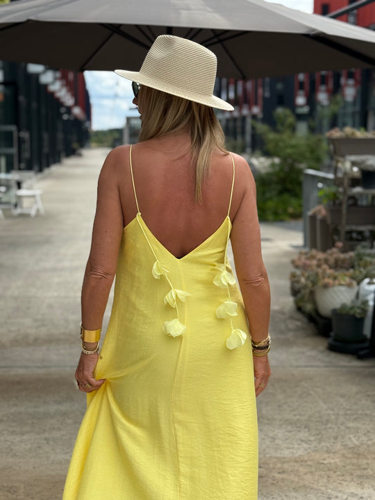 Robe longue Fleurs Jaune 13671