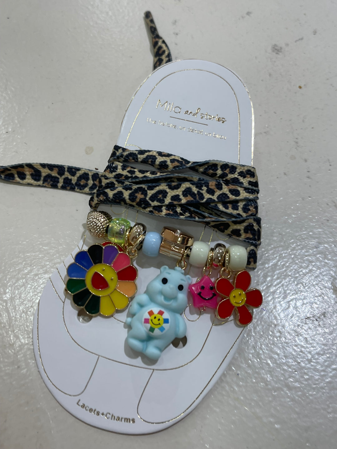 Lacets chaussures leopard nour bleu