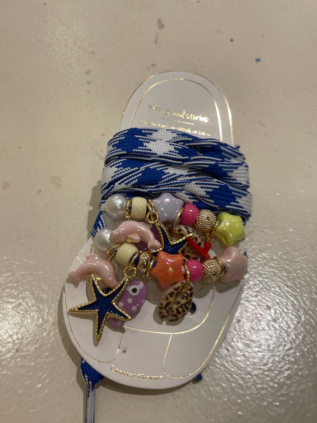 Lacets chaussures bleu multi etoile mer