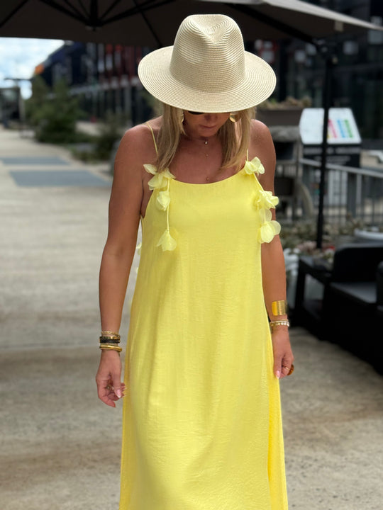 Robe longue Fleurs Jaune 13671