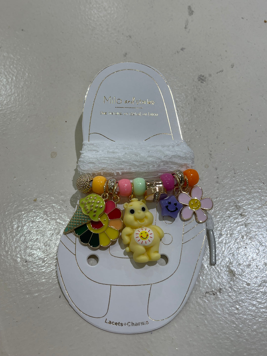 Lacets chaussures dentelle nours jaune