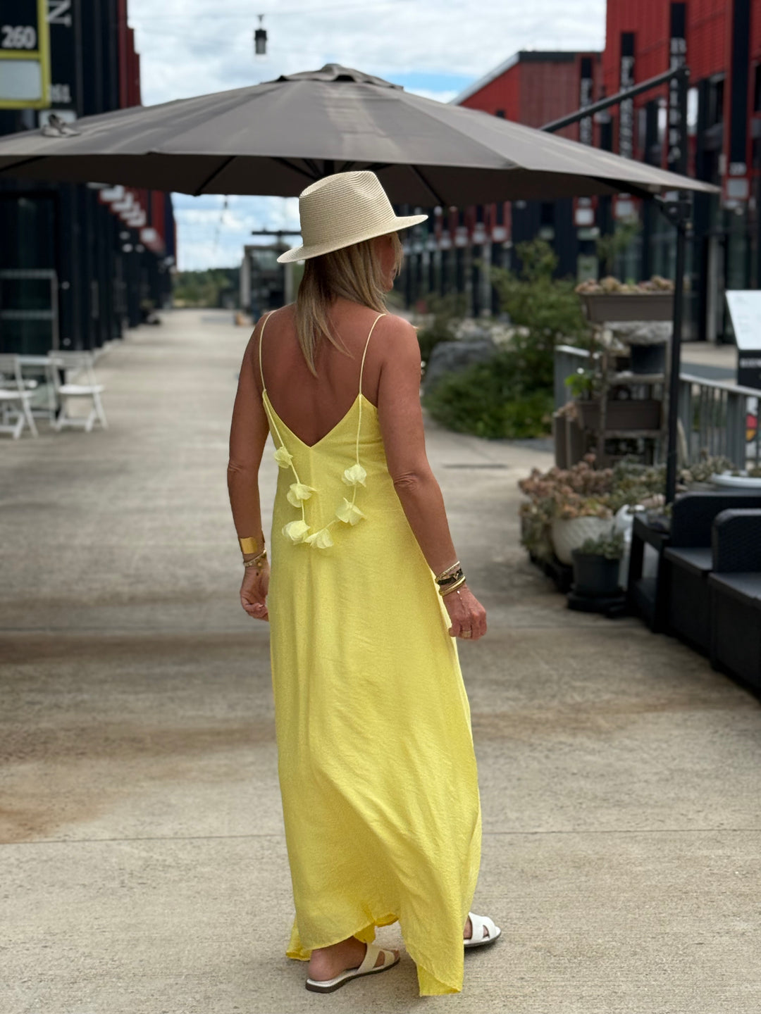 Robe longue Fleurs Jaune 13671