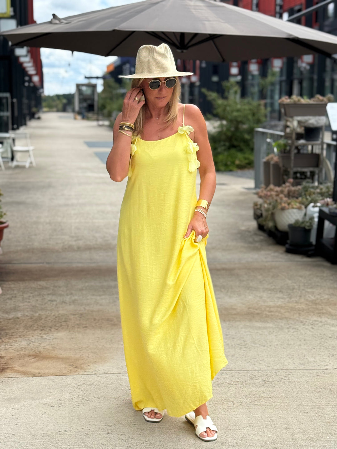 Robe longue Fleurs Jaune 13671