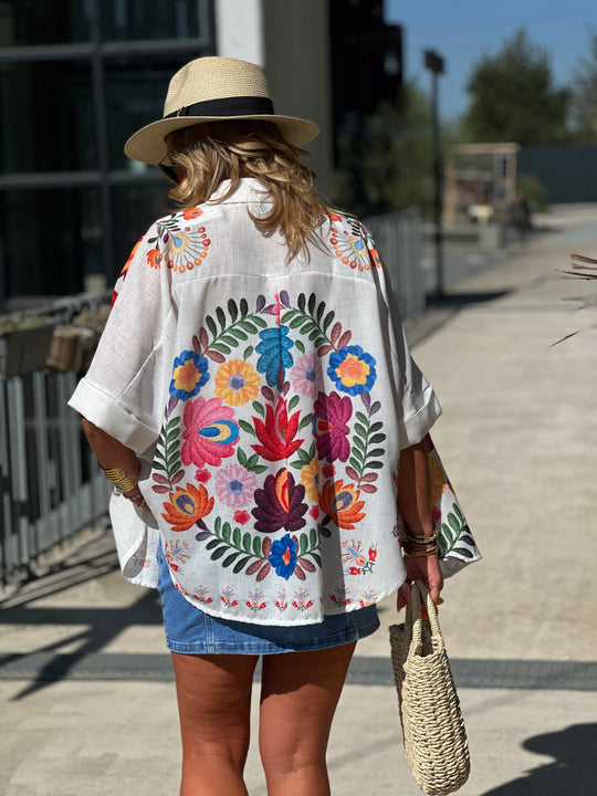 Chemise blanc imprimé floral 3959