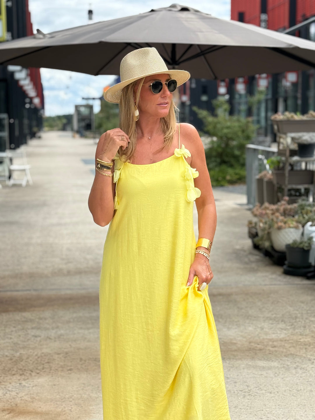 Robe longue Fleurs Jaune 13671