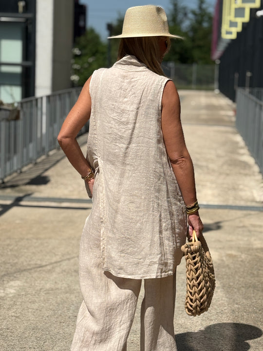 Pantalon lin maxi oversize