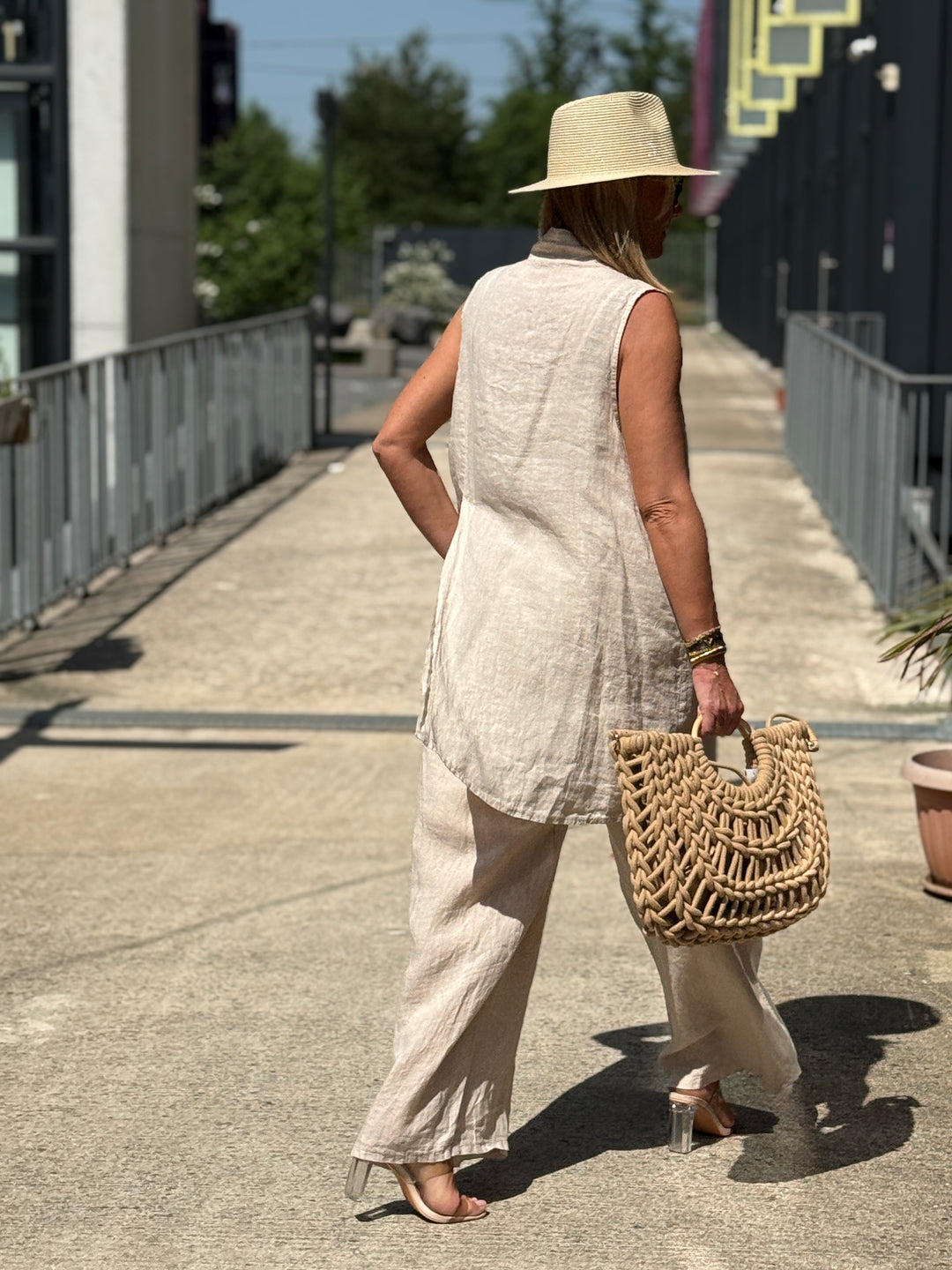 Pantalon lin maxi oversize