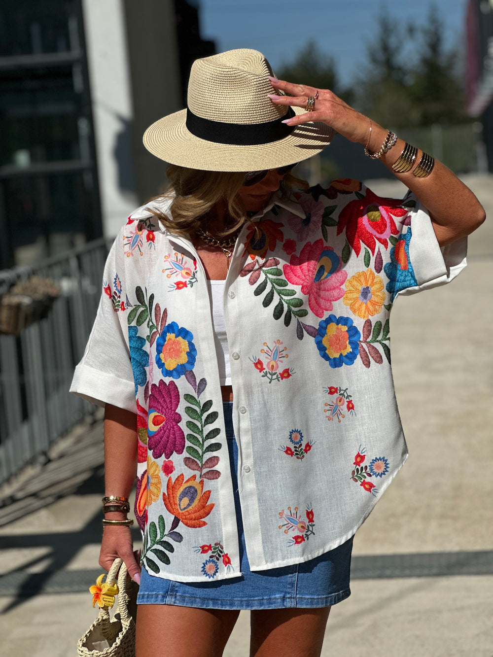 Chemise blanc imprimé floral 3959