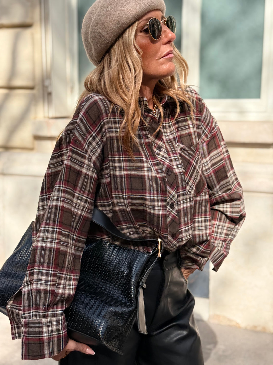 CHEMISE OVER CARREAUX C33958 Choco