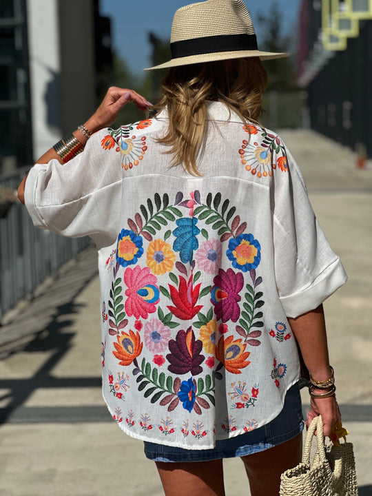 Chemise blanc imprimé floral 3959