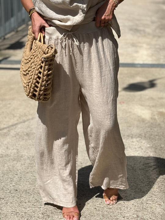 Pantalon lin maxi oversize