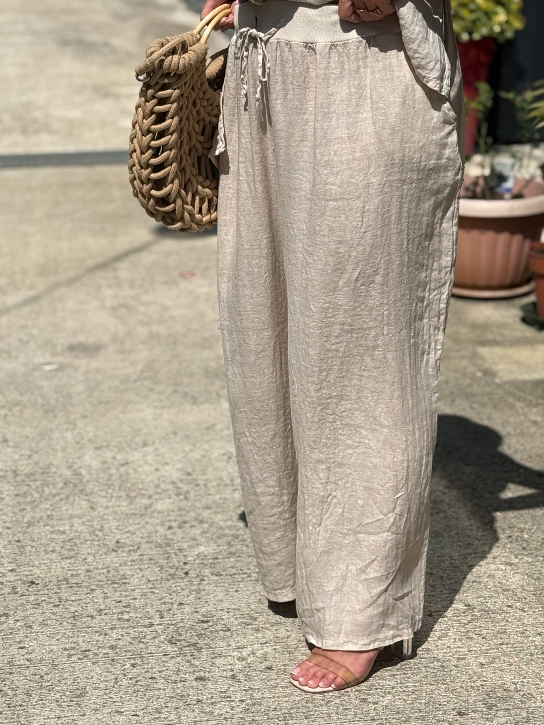 Pantalon lin maxi oversize