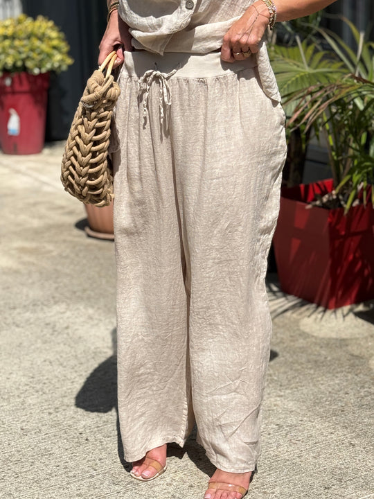 Pantalon lin maxi oversize