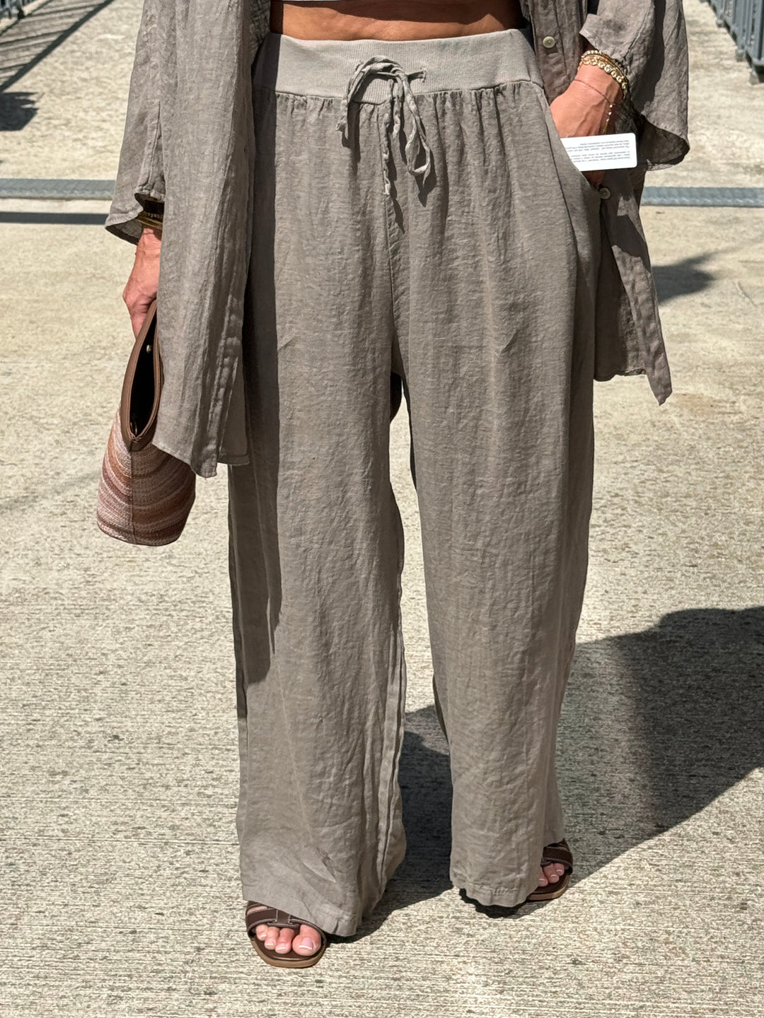 Pantalon lin maxi oversize