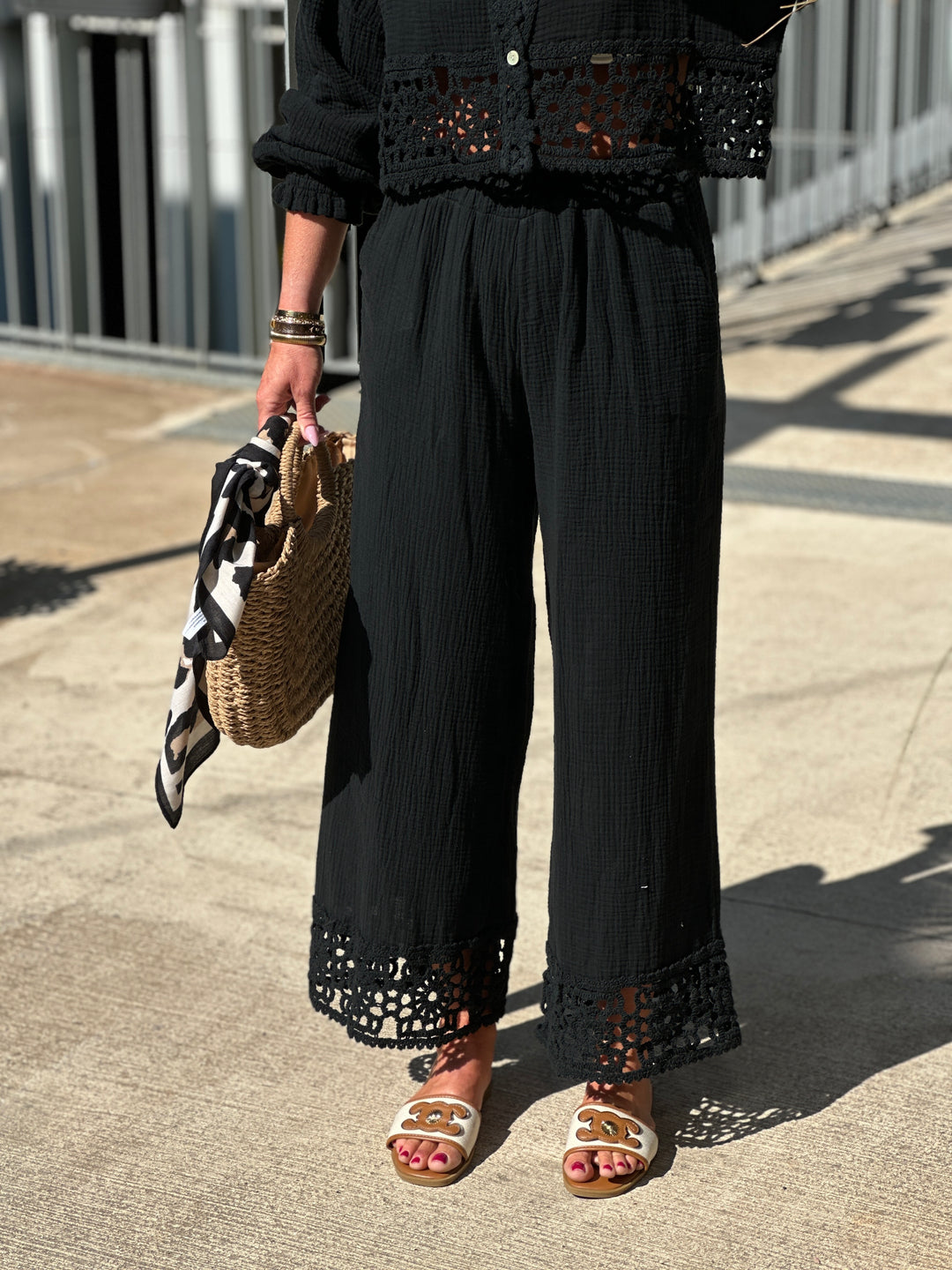 Ensemble pantalon chemisier crochet 21980