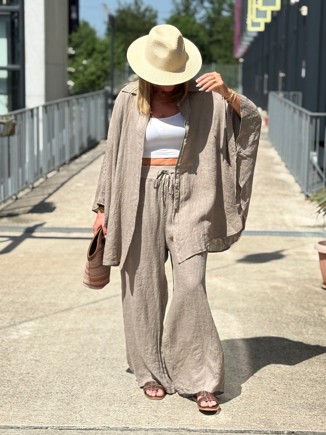 Chemise cape lin maxi oversize