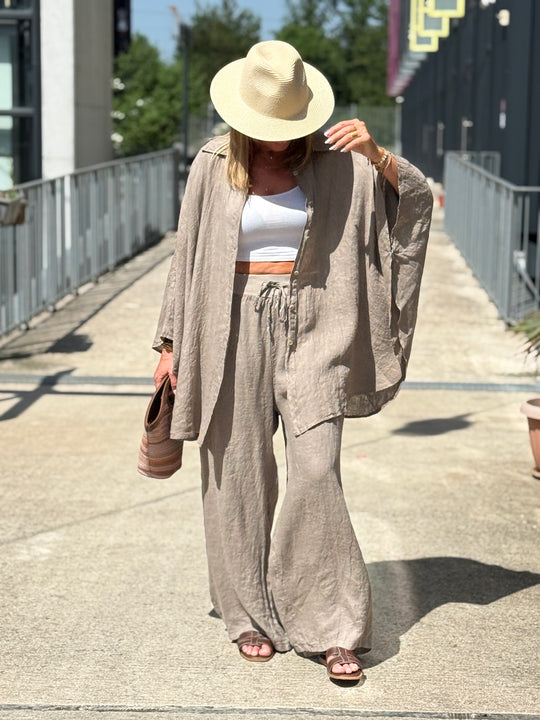 Chemise cape lin maxi oversize