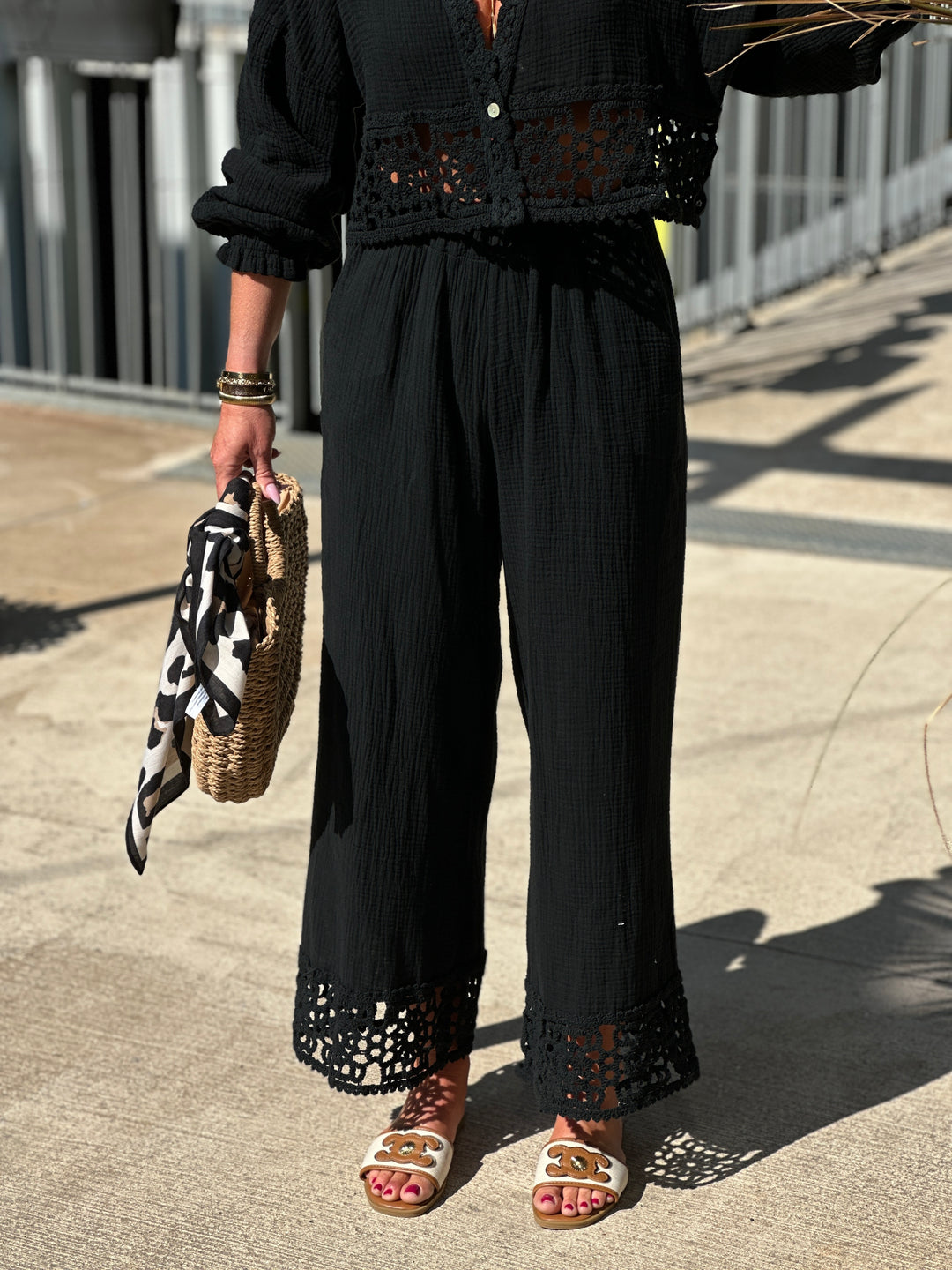 Ensemble pantalon chemisier crochet 21980
