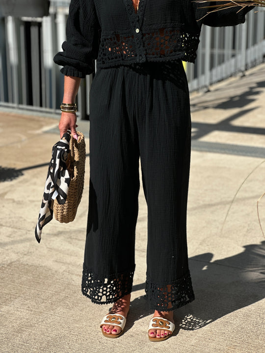 Ensemble pantalon chemisier crochet 21980