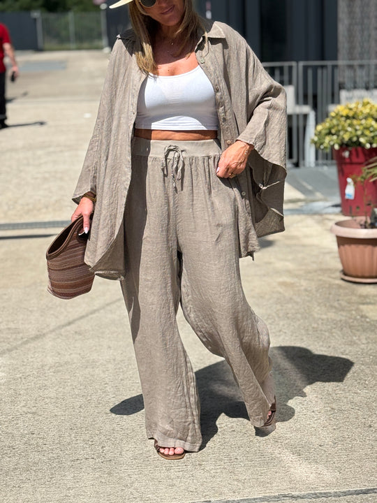 Pantalon lin maxi oversize