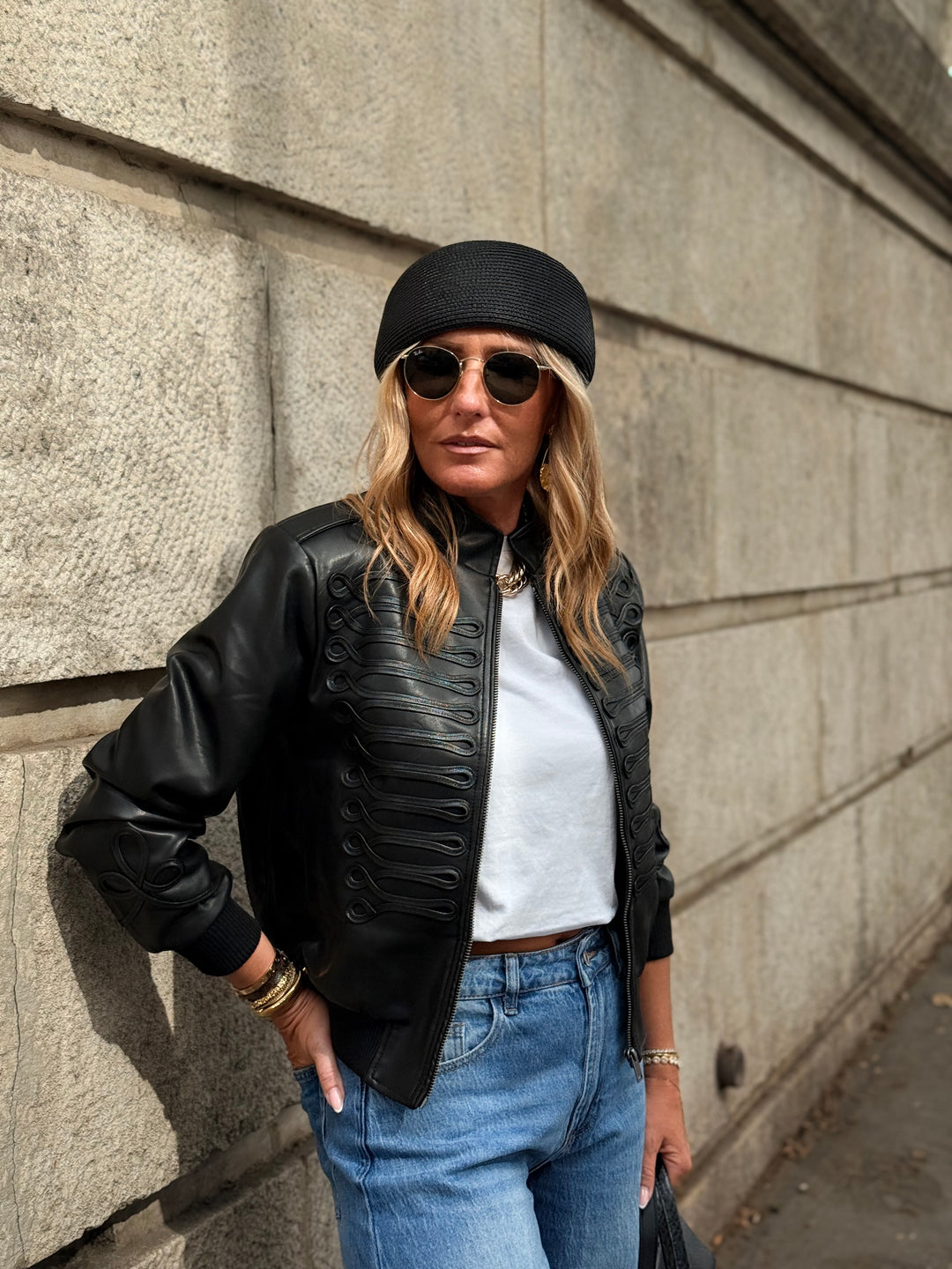 Veste similicuir officier Noir 139005