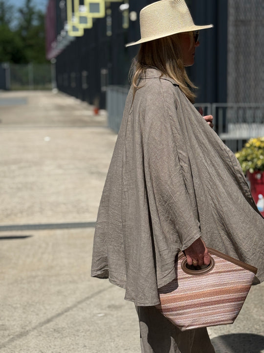 Chemise cape lin maxi oversize