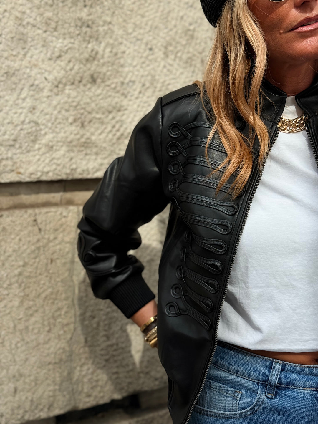 Veste similicuir officier Noir 139005