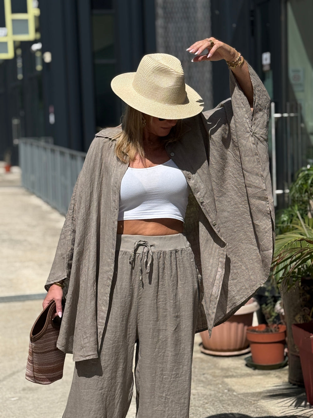 Chemise cape lin maxi oversize