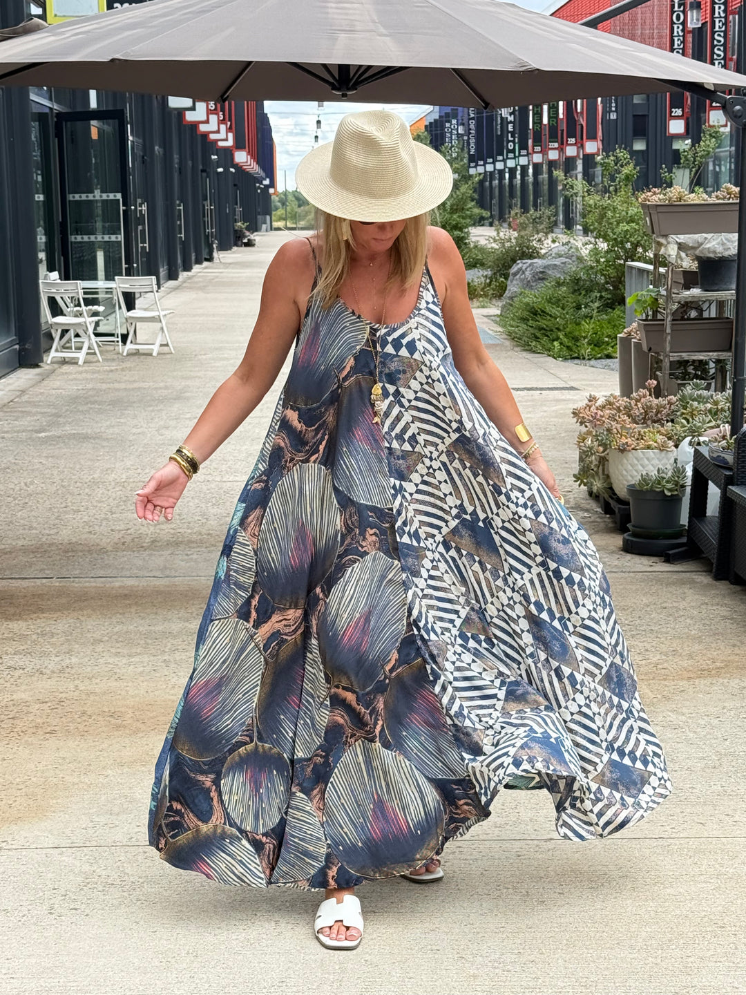 Robe imprimée patchwork loose