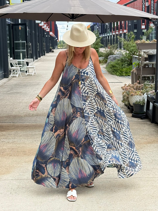 Robe imprimée patchwork loose