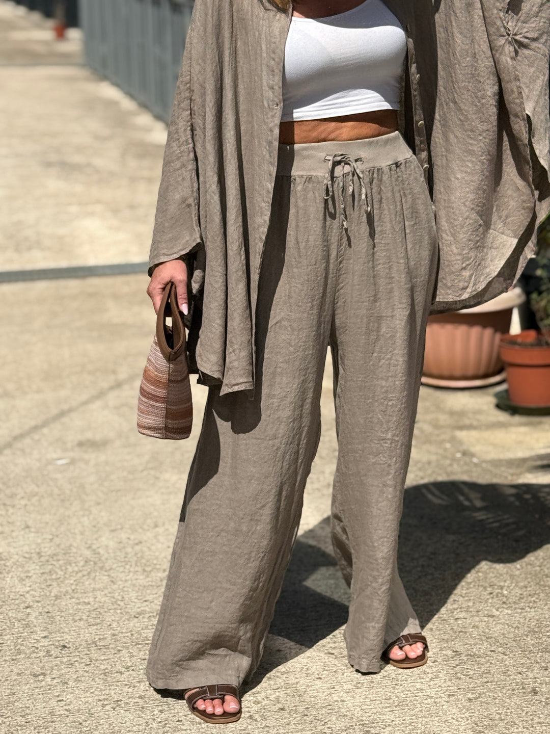 Pantalon lin maxi oversize
