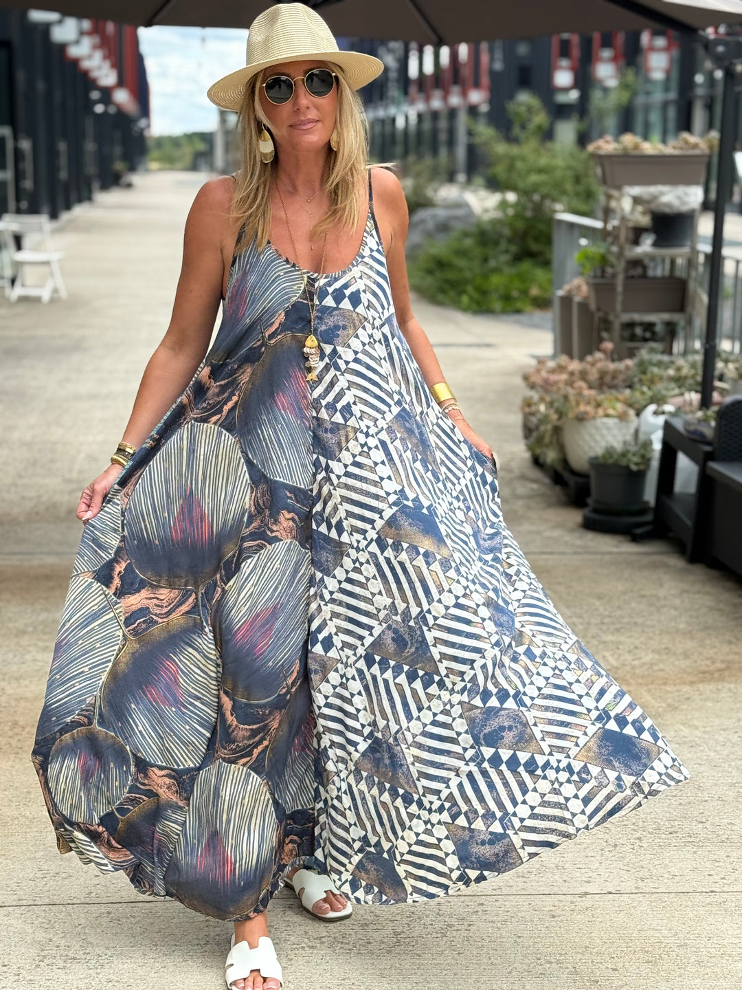 Robe imprimée patchwork loose