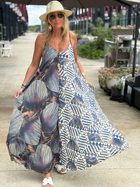 Robe imprimée patchwork loose