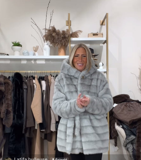 Fourrure rayure ceinture Gris 5509