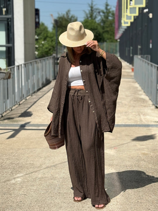 Chemise cape lin maxi oversize