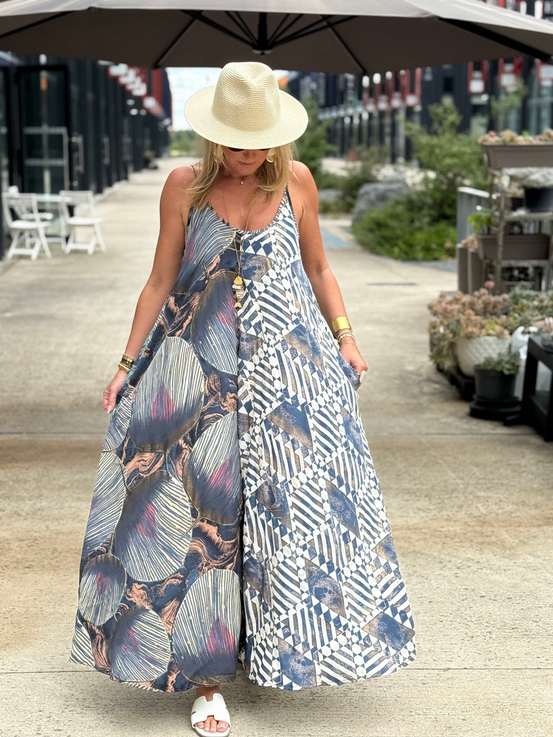 Robe imprimée patchwork loose