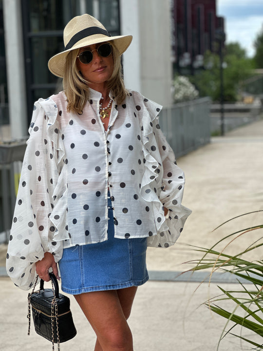 Blouse volant à pois 015