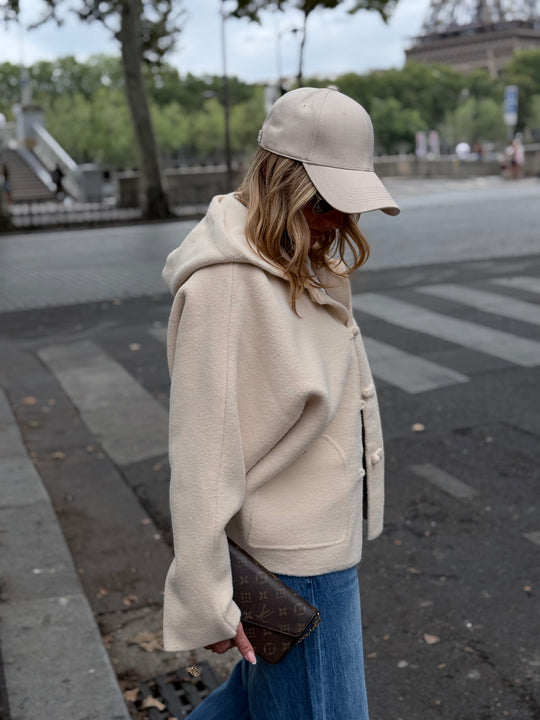 Gilet capuche boutons asiatiques 06QQ15 Ecru