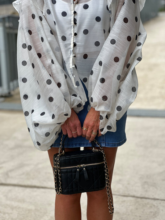 Blouse volant à pois 015