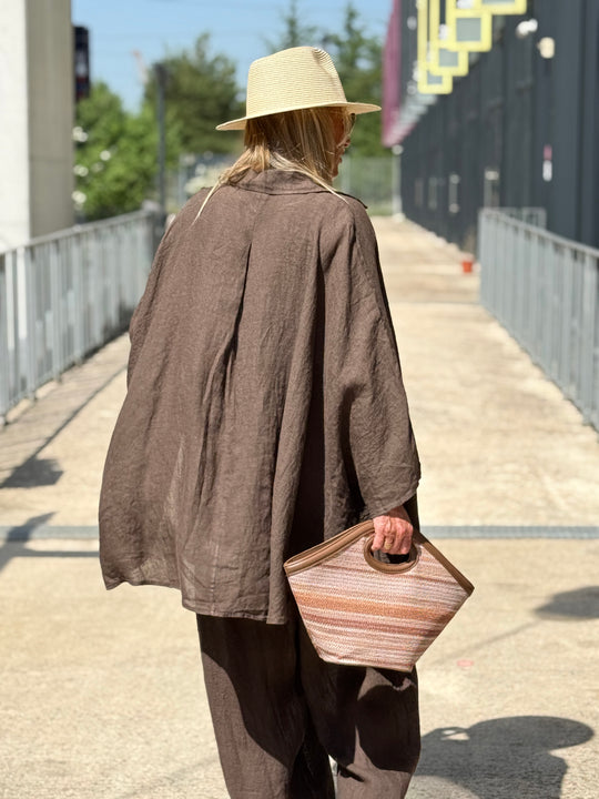 Chemise cape lin maxi oversize