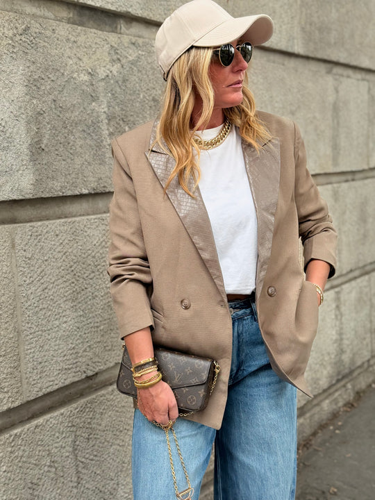 Blazer taupe col matelassé 26722