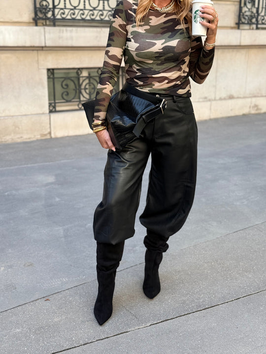 Pantalon Ballon similicuir NERO
