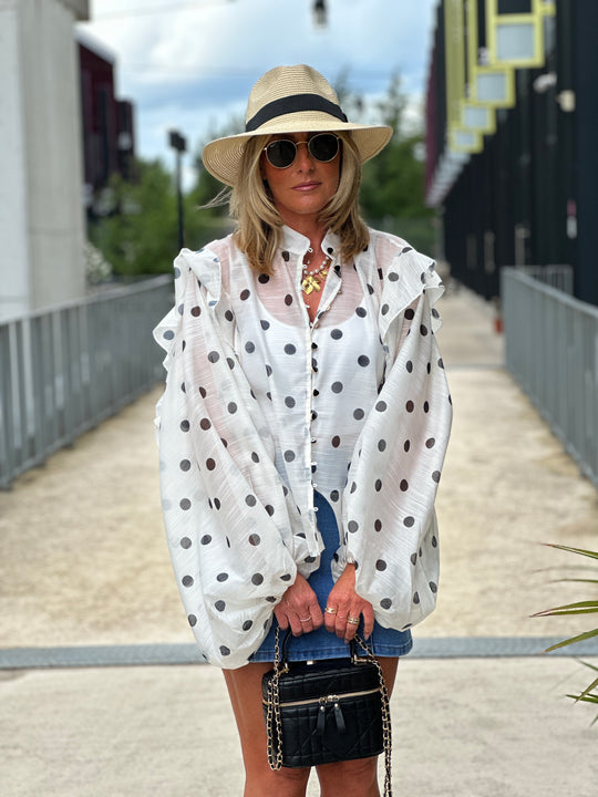 Blouse volant à pois 015