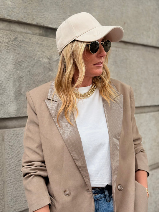 Blazer taupe col matelassé 26722