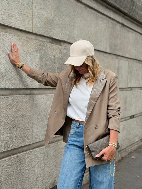 Blazer taupe col matelassé 26722