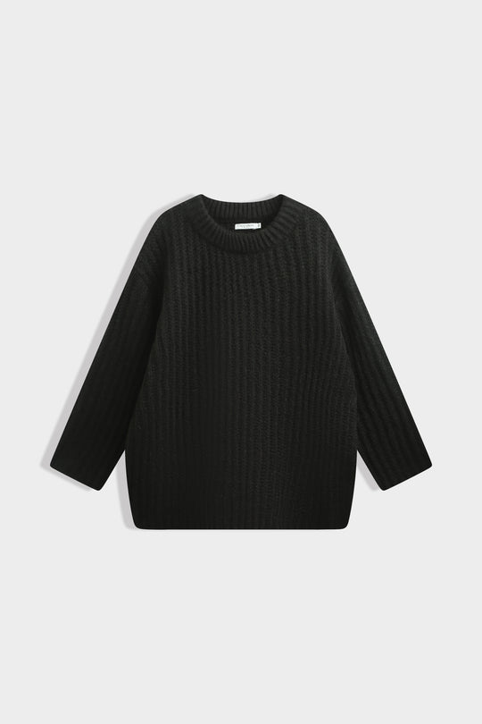 Pull noir en maille oversize 2597